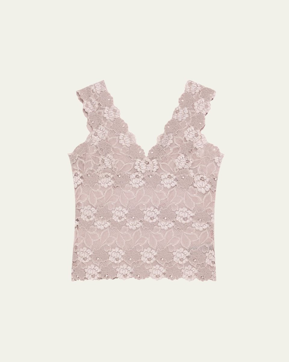 V-Neck Floral Lace Tank